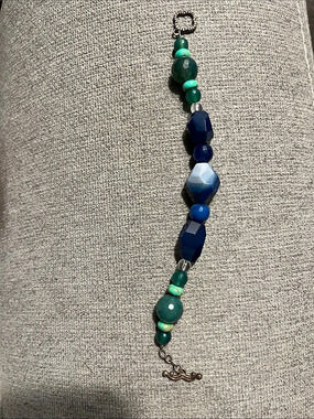 Barse Beaded Toggle Necklace in Blue & Green Like New
